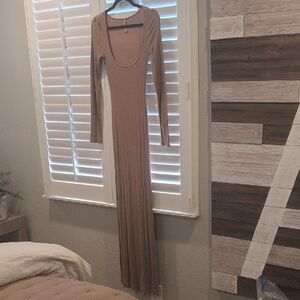 SKIMS Brown Asymmetrical Ruched Bodycon Dress